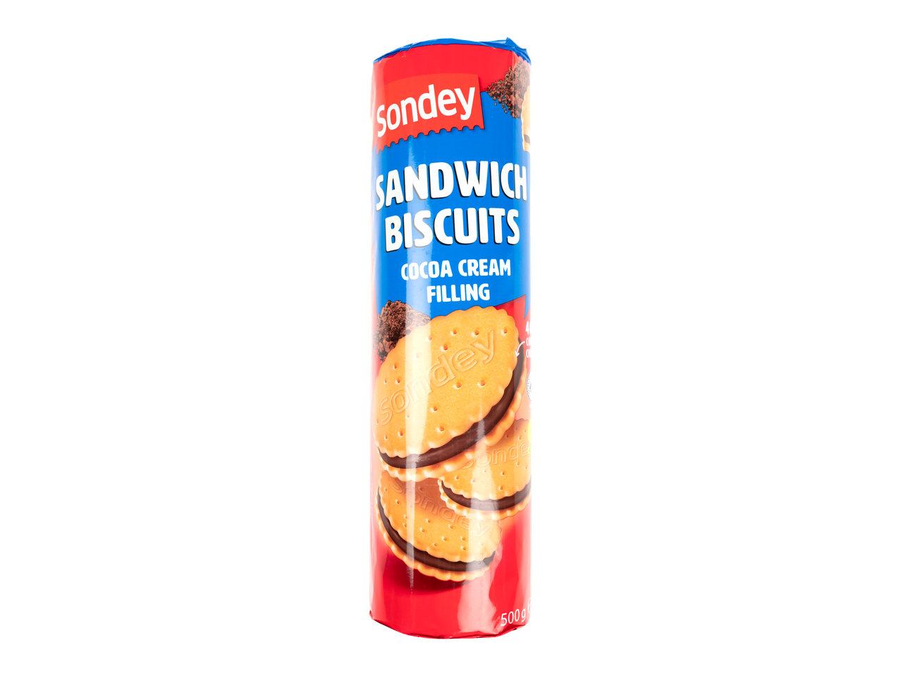 Biscuiți sandwich Sondey cu cremă de cacao.