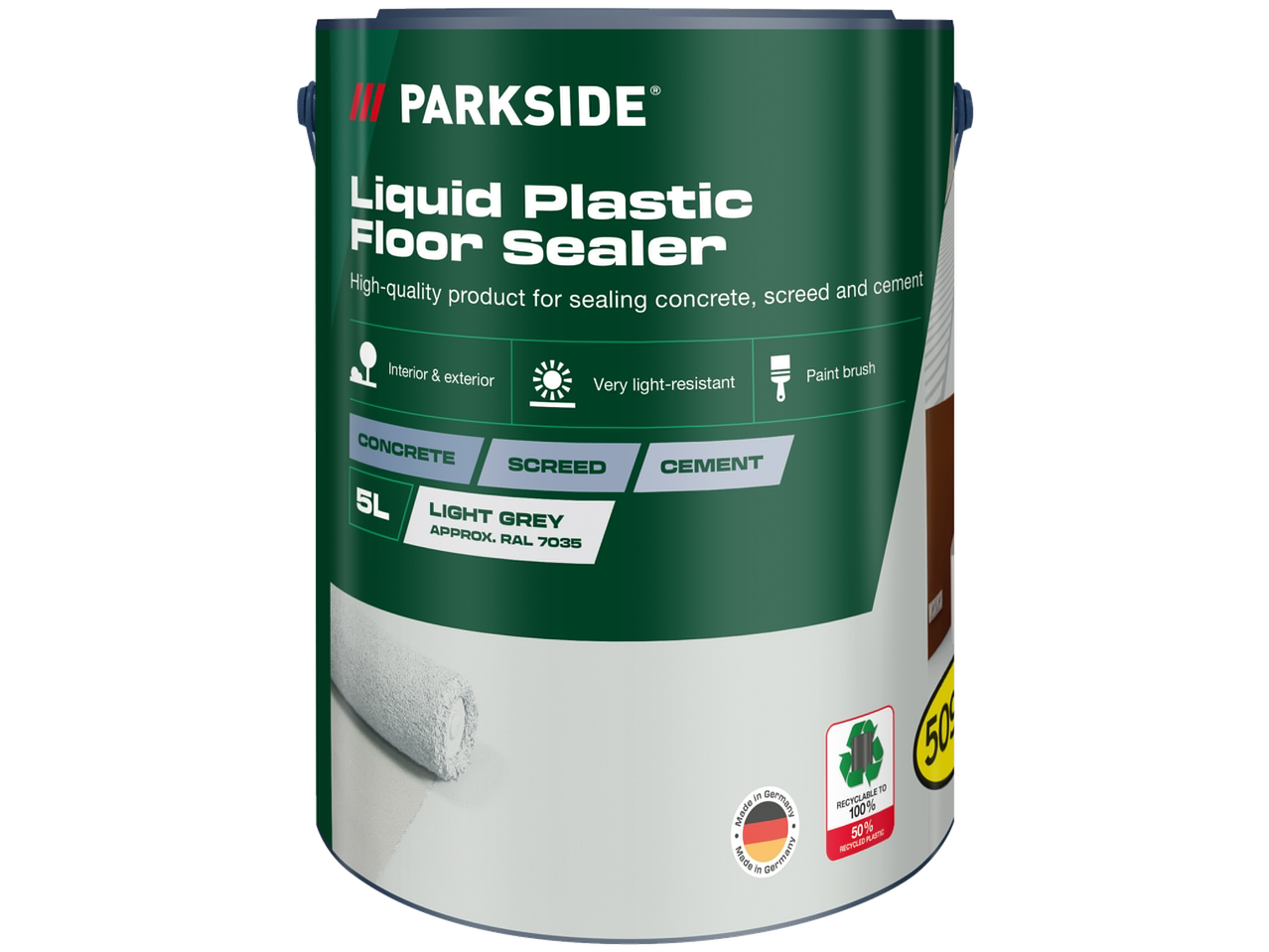 Selante de Pavimento Plástico Líquido PARKSIDE, cinzento claro, 5L, para betão, betonilha e cimento.