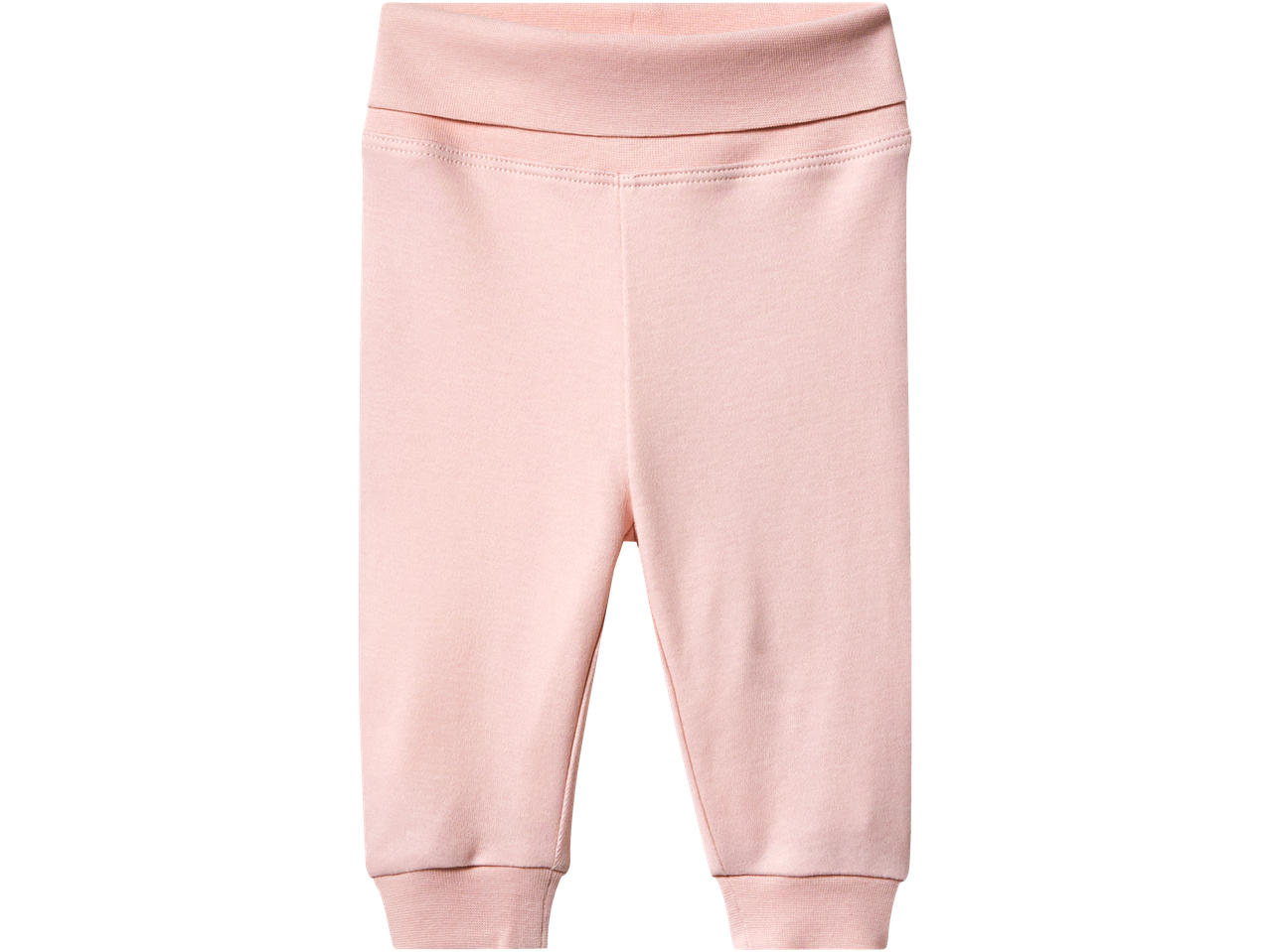 LUPILU rožinės kūdikių kelnės su elastiniu juosmeniu ir rankogaliais.