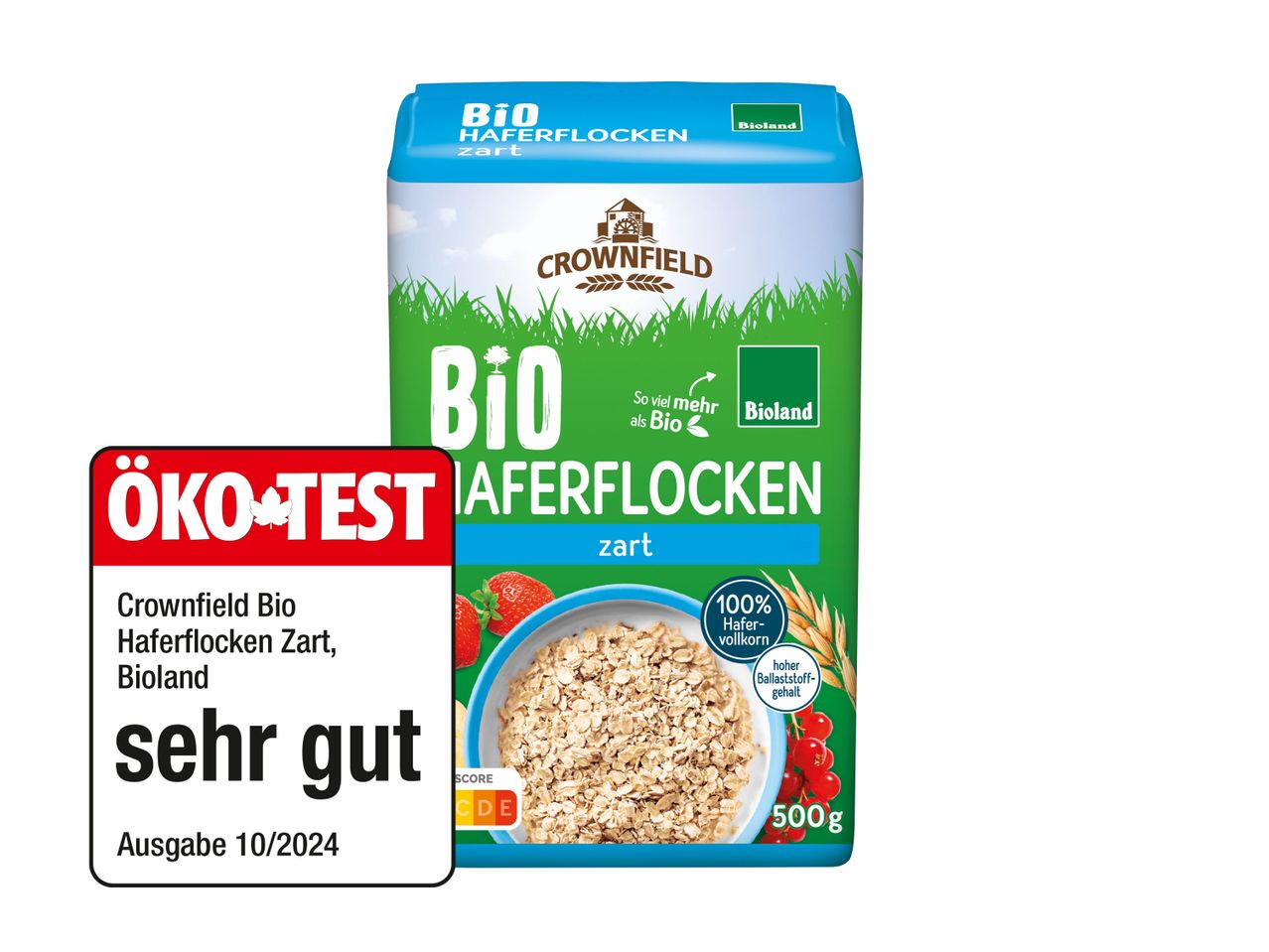 Crownfield Bio Haferflocken, Bioland, ÖKO-TEST ausgezeichnet.