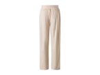 Back view of beige wide-leg pants with an elastic waistband.