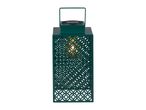 Green solar powered garden lantern, decorative.
