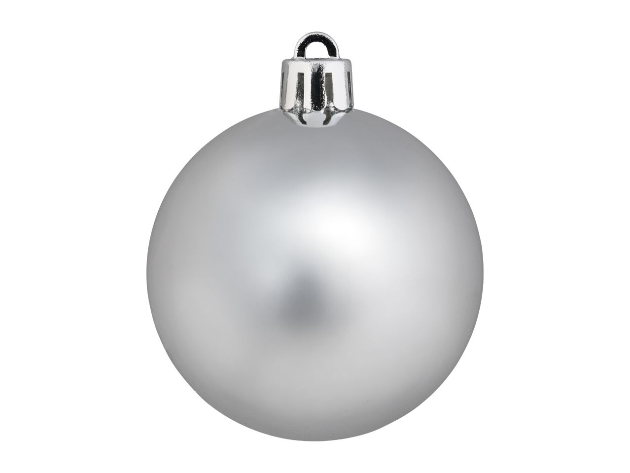 Silver matte Christmas bauble with a metallic cap