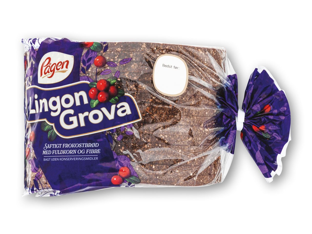 En pakke Pagen Lingon Grova groft brød med tranebær.