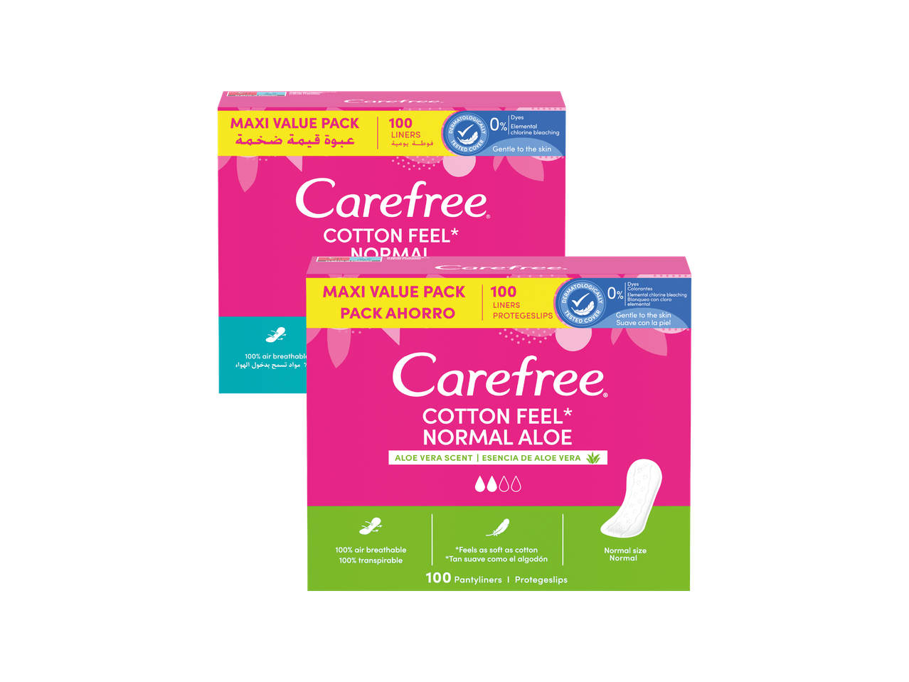 Carefree Cotton Feel Normal Aloe dnevni ulošci u maxi pakiranju.