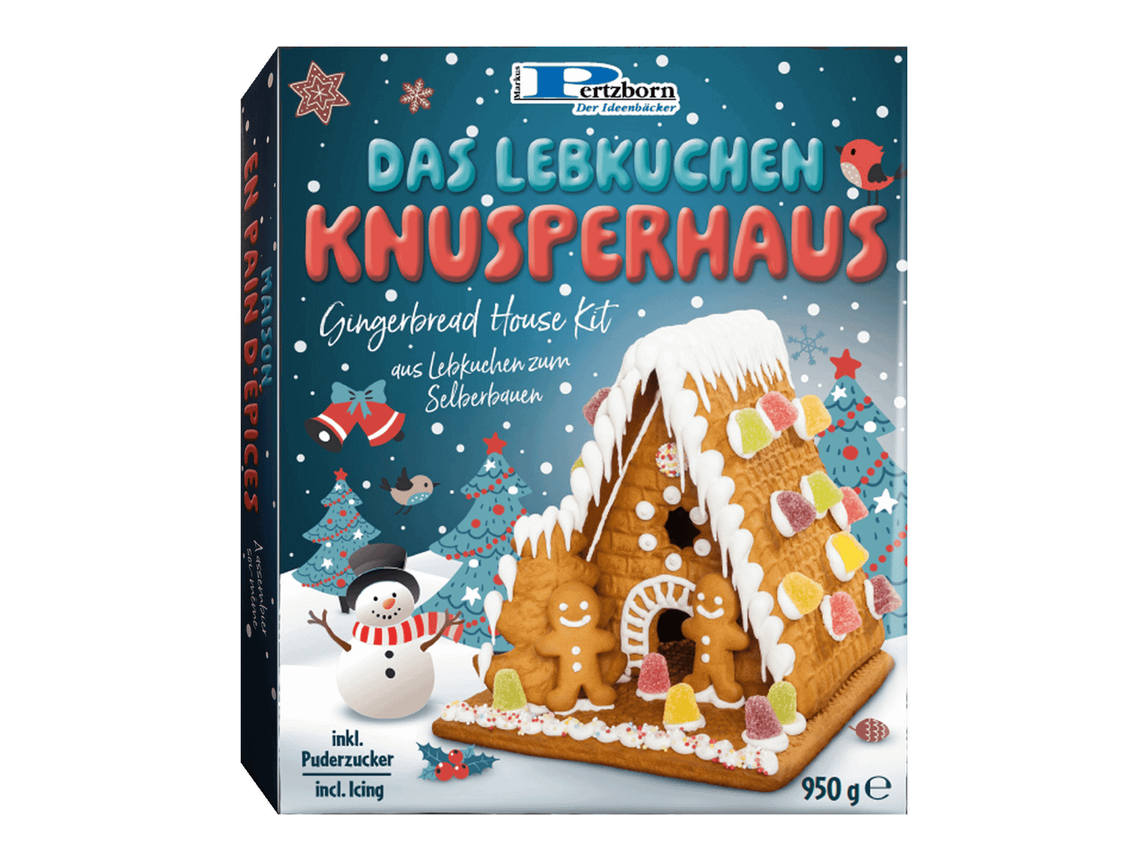 Pertzbornin piparkakkutalo-rakennussarja, 950 g, sisältää kuorrutteen.