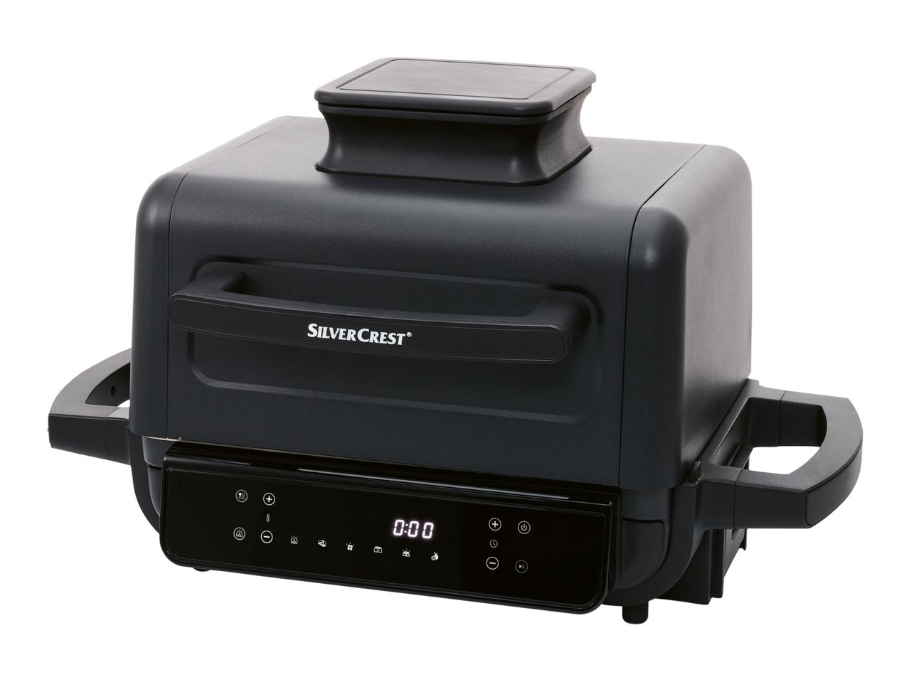 SilverCrest electric grill with digital control panel.