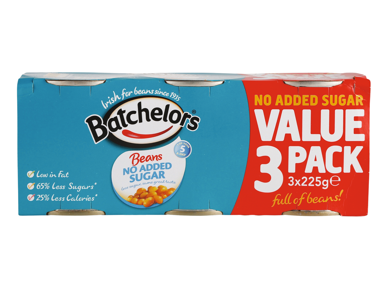 Batchelors Value 3-pack of no added sugar beans.