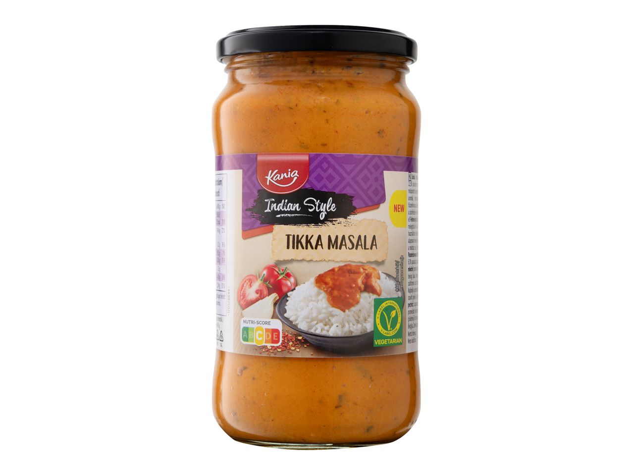 Kania Tikka Masala szósz üvegben: indiai stílusú, vegetáriánus.