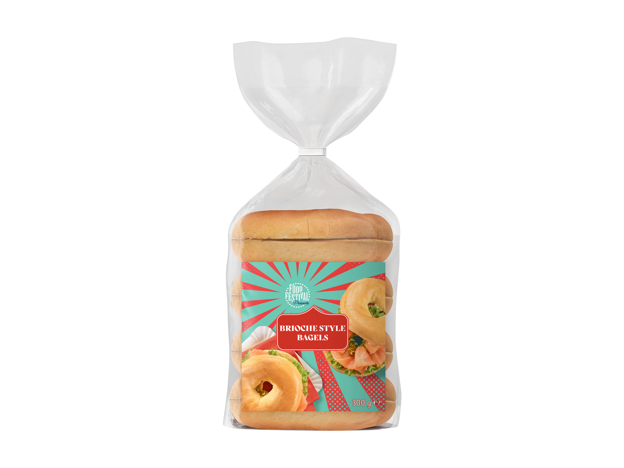 FOOD FESTIVAL Brioche Style Bagels in doorzichtige verpakking, 300g