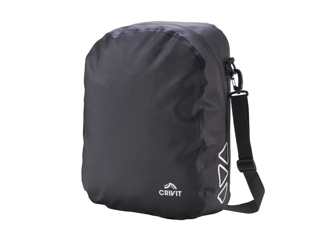 CRIVIT Pannier Bag in dark grey, featuring a shoulder strap and reflective elements.