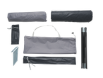 CRIVIT Camping Tent components: two rolled tents, carry bags, tent poles, and pegs.