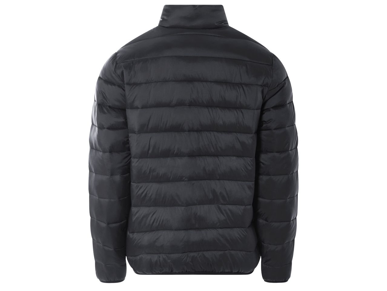 Мъжко черно подплатено яке, с изглед отзад.
