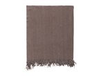 Brown woven throw blanket with fringed edges