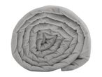 Rolled-up grey weighted blanket