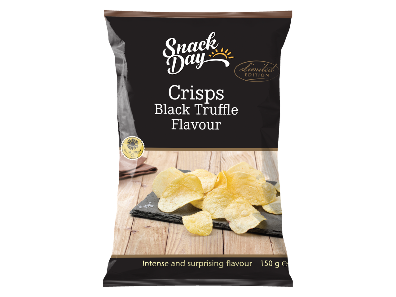 Snack Day melno trifeļu čipsi, ierobežots izdevums, 150g