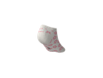 Meias curtas LUPILU para crianças, brancas com flores cor-de-rosa e texto preto.