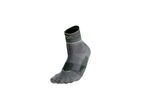 A single gray and green athletic sock with a mountain logo and text at the top.
