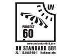 Pečat UV Protect 60 standard 801 z grafiko sonca in dežnika.