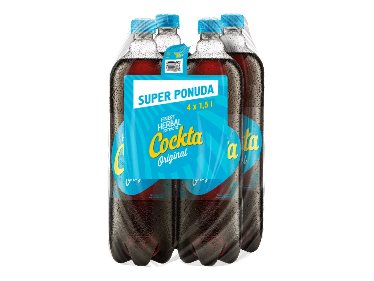 Pakovanje od četiri boce gaziranog pića sa biljnim ekstraktima, svaka od 1,5 litara.