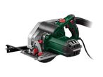 A Parkside plunge saw with dust extraction hose, ready for use.