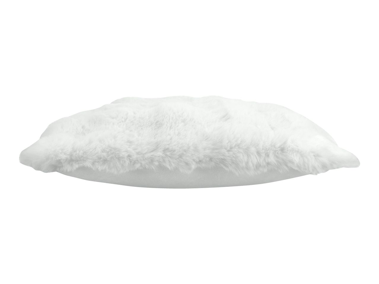 White faux fur cushion