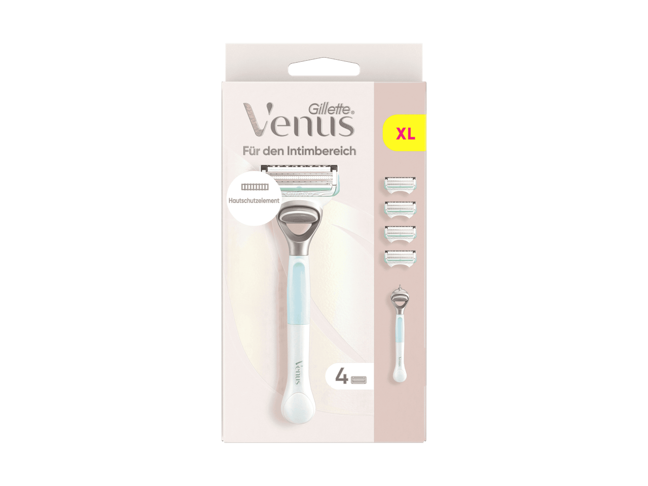 Gillette Venus Rasierer-Set für den Intimbereich mit Griff und 4 Ersatzklingen.