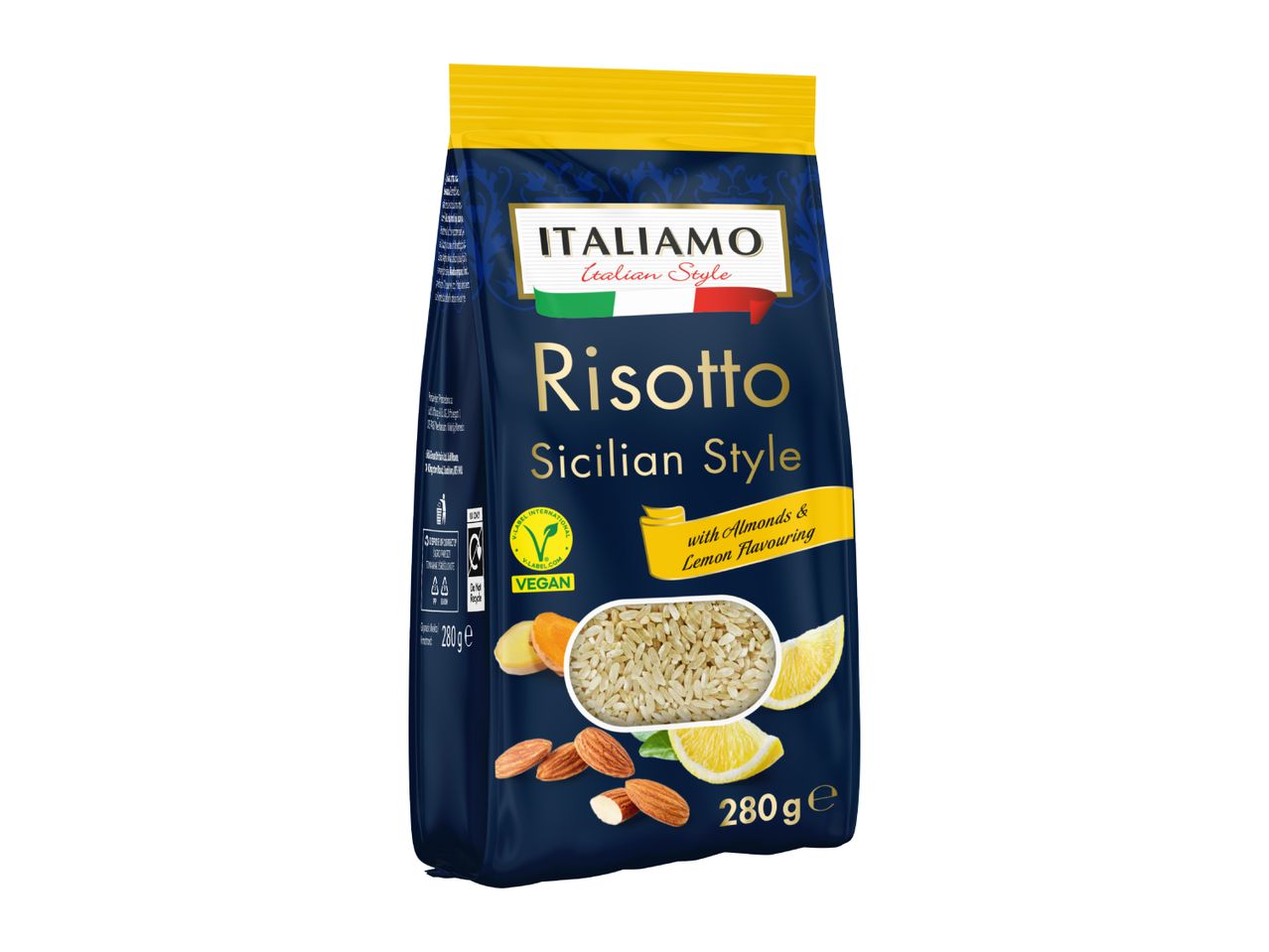 Italian-style risotto with almonds and lemon flavouring, 280g, vegan.