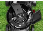 Parkside Performance® petrol lawnmower, top-down view of the cutting deck and blade.