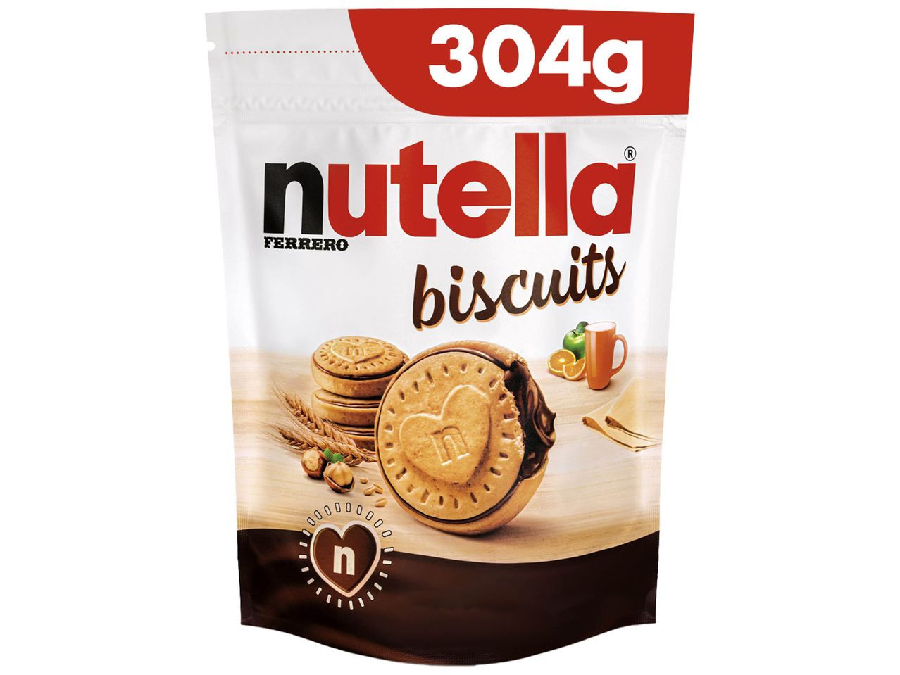 Un paquet de biscuits Nutella Ferrero de 304g.