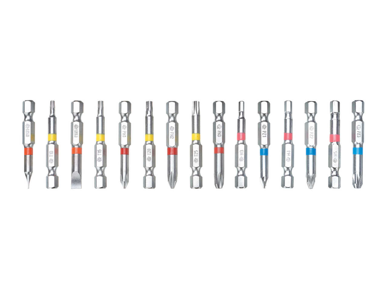 Set of 14 screwdriver bits.