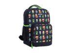 Ein Minecraft-Rucksack mit verschiedenen Pixel-Charakteren.