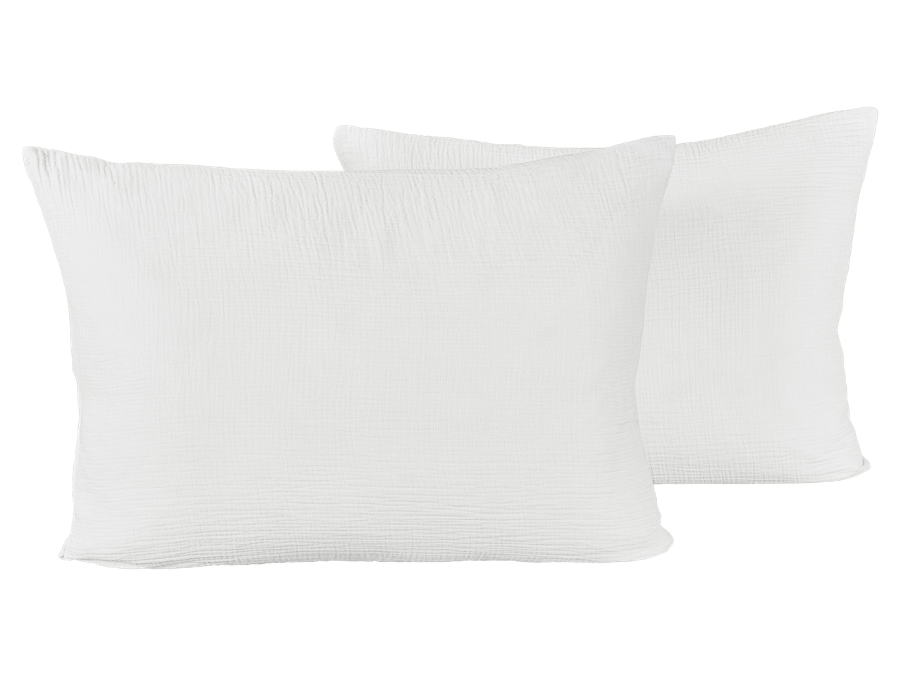 Két fehér, texturált párna, amelyek egymás mögött helyezkednek el.