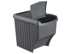 A W5 recycling bin with an open lid, showing its dark gray color and ribbed sides.