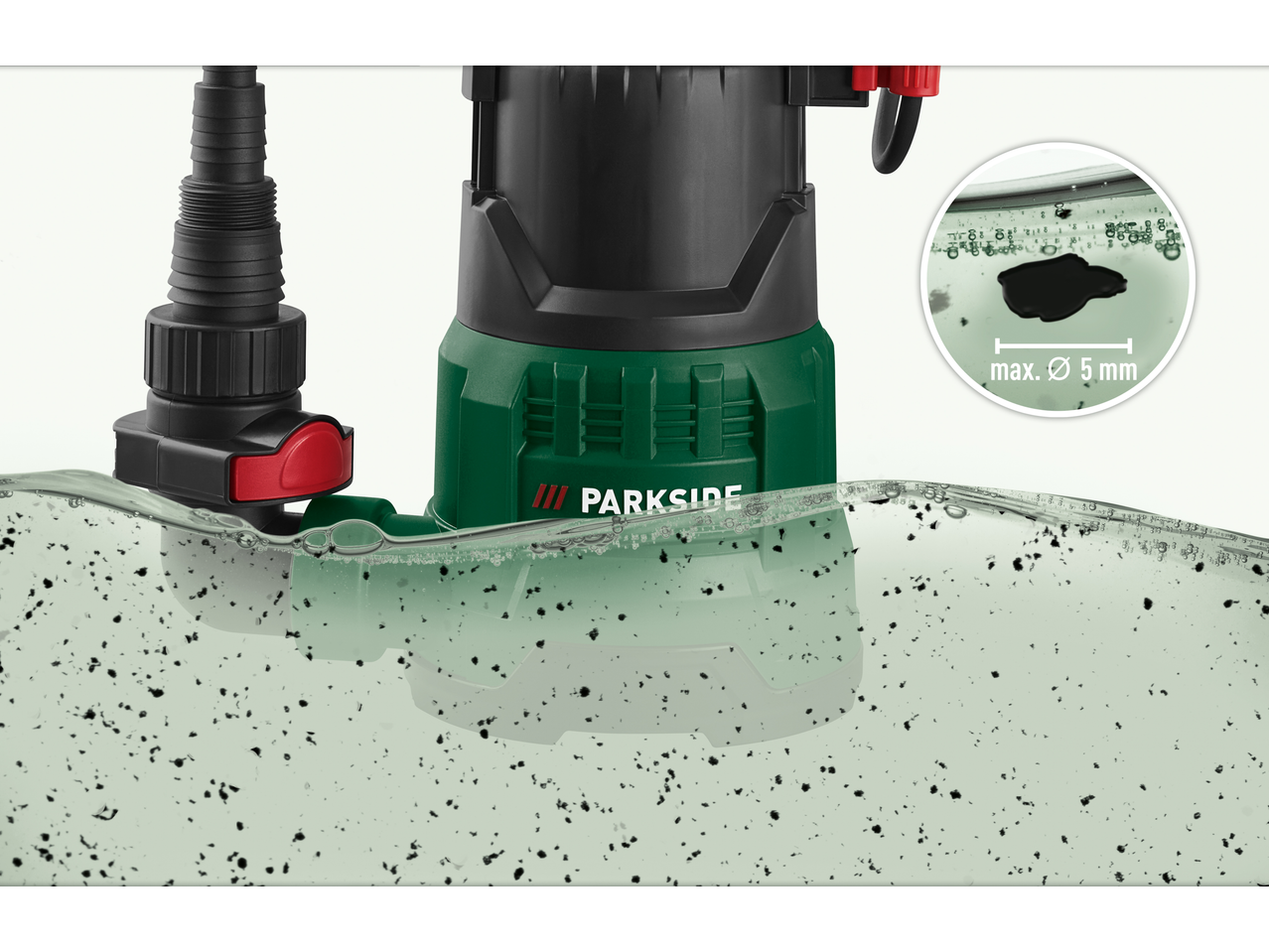 Pompă submersibilă PARKSIDE pentru apă curată, cu particule de până la 5 mm.