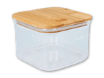 Quadratisches Glasgefäß mit Bambusdeckel