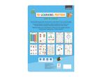 Educational posters for children featuring numbers, body parts, continents, alphabet, time, movement, directions, times tables, planets, fruit, and vegetables.