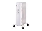 White oil-filled radiator heater on wheels