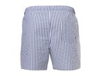 Men's striped blue and white shorts with a back pocket.