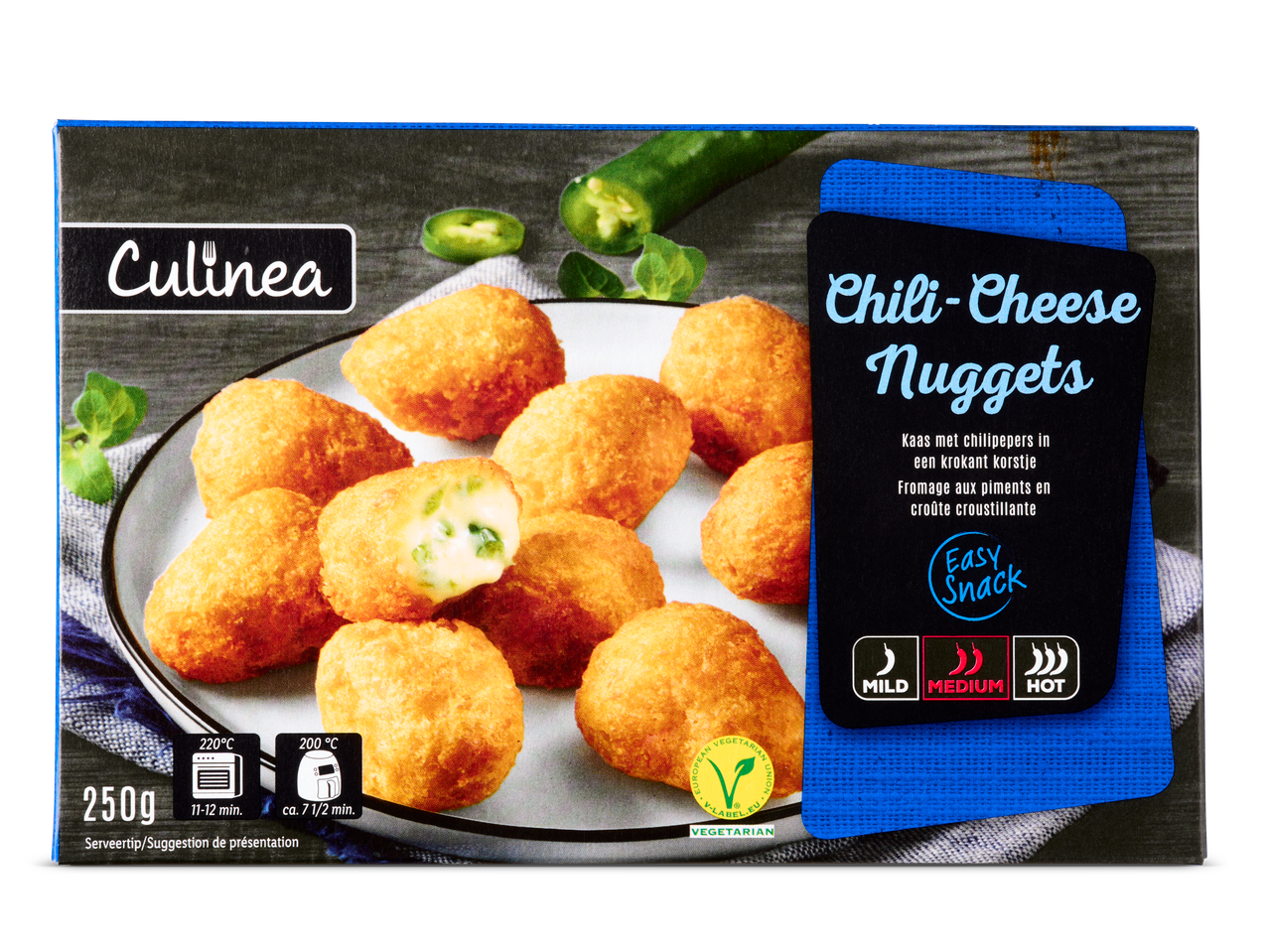 Culinea Chili-Cheese Nuggets: vegetarische kaas-en-chili nuggets.
