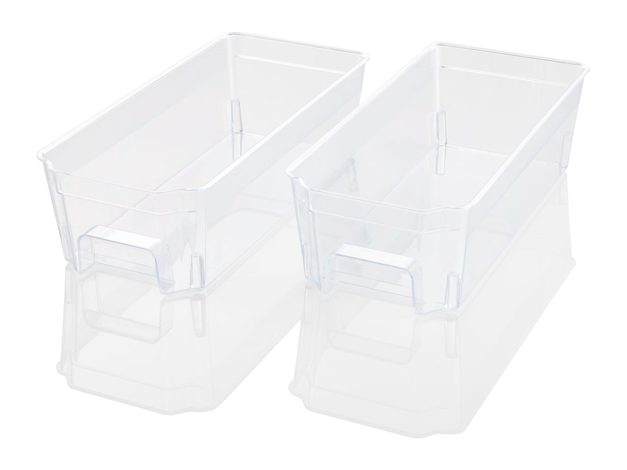 Two clear plastic storage containers.