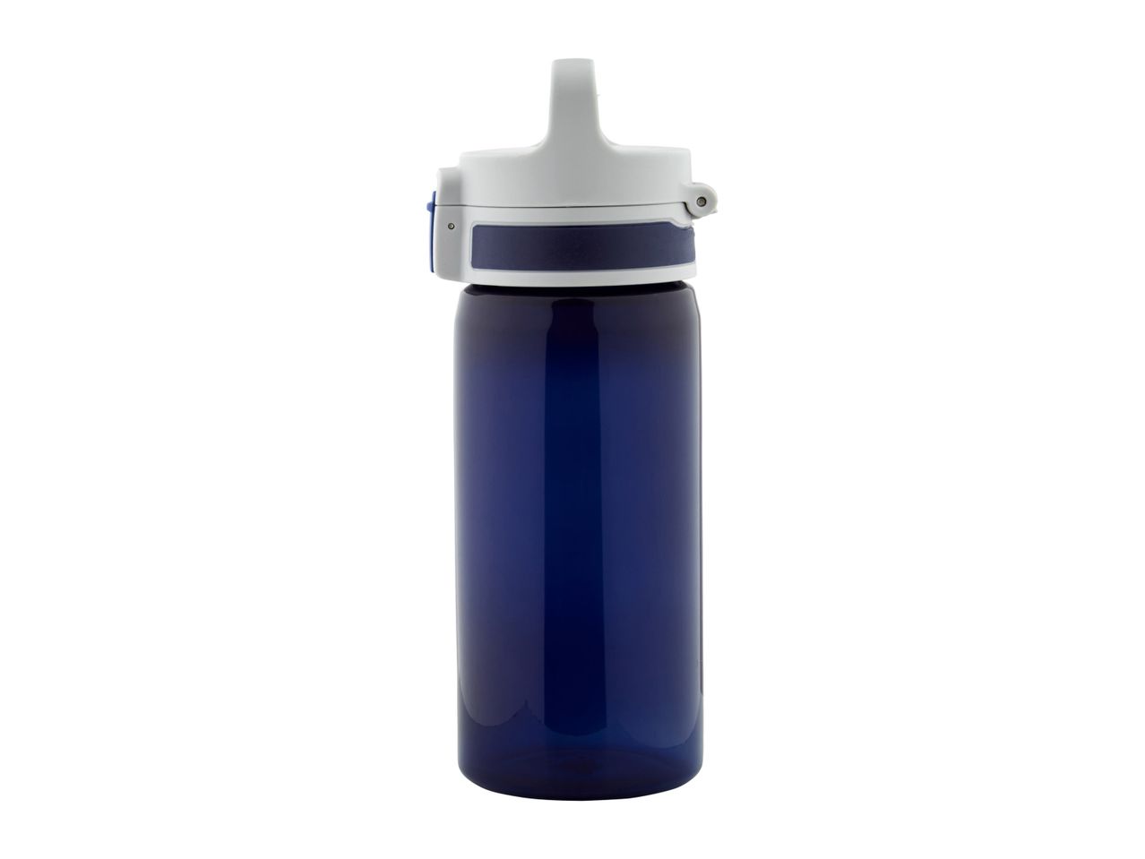 Blue water bottle with a white lid.