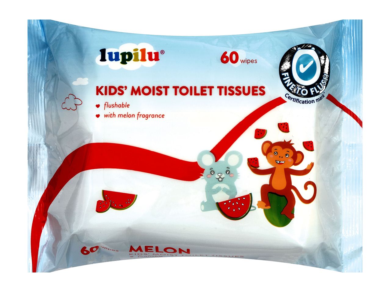 Lupilu brand wet wipes for kids, 60 count.