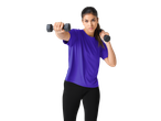 Ragazza indossa una T-shirt sportiva viola a maniche corte