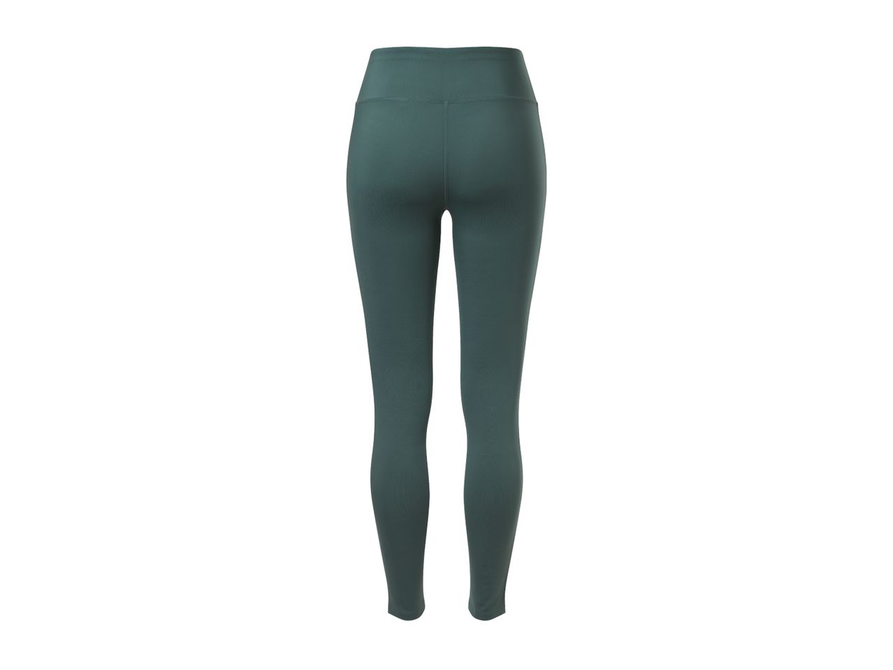 Back view of some teal women's high-waisted leggings.