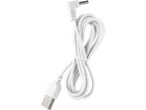 Cablu de încărcare USB alb cu conector DC la 90 de grade.
