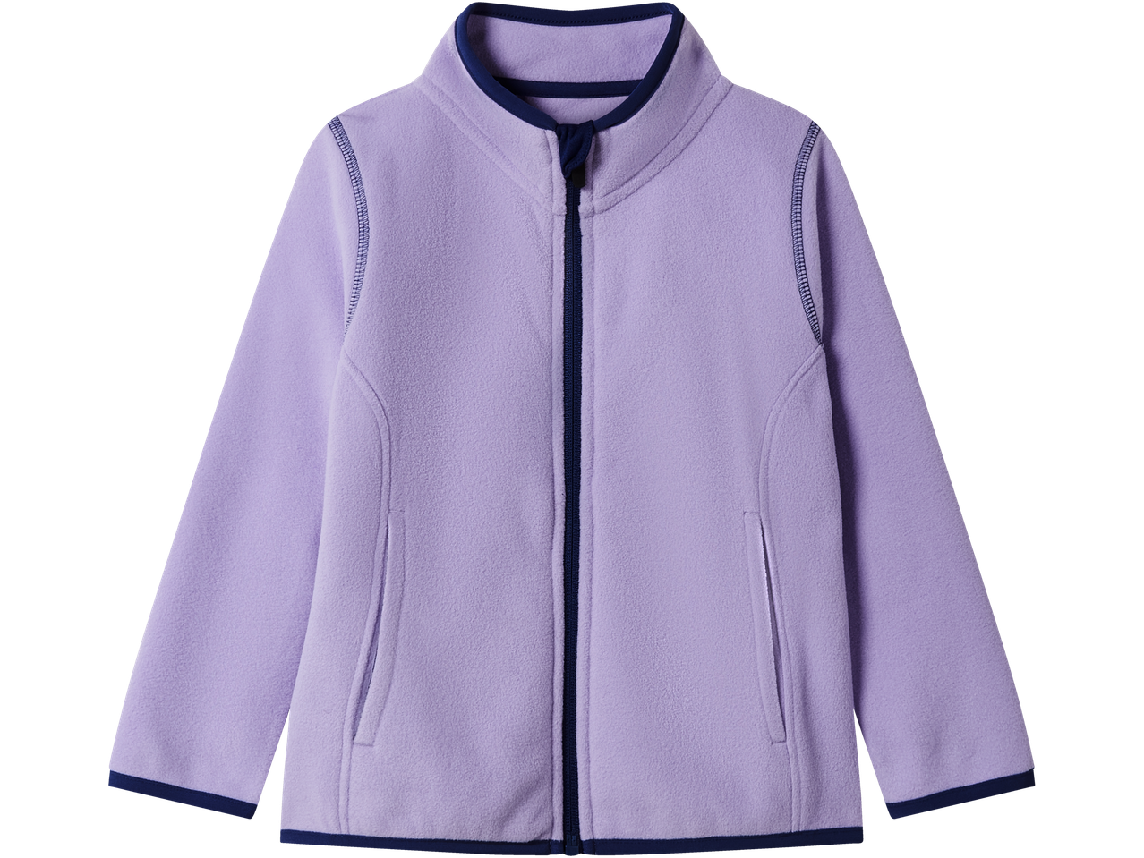 lupilu® violetinis vaikiškas flisinis švarkelis su tamsiai mėlynomis detalėmis.