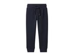 Dark blue sweatpants with an elasticated waistband and drawstring.