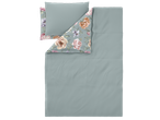 Livarno Microfibre Satin Bedlinen: light green duvet cover and pillowcase with floral pattern