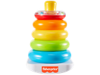 Fisher-Price rainbow stacker with colorful rings and a rattle top.